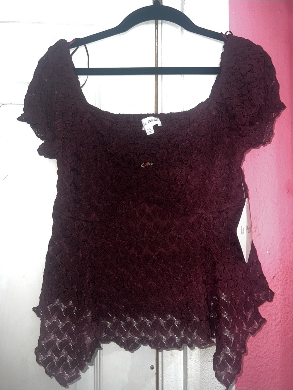 Burgundy Lace Scoop Neck Tunic Top